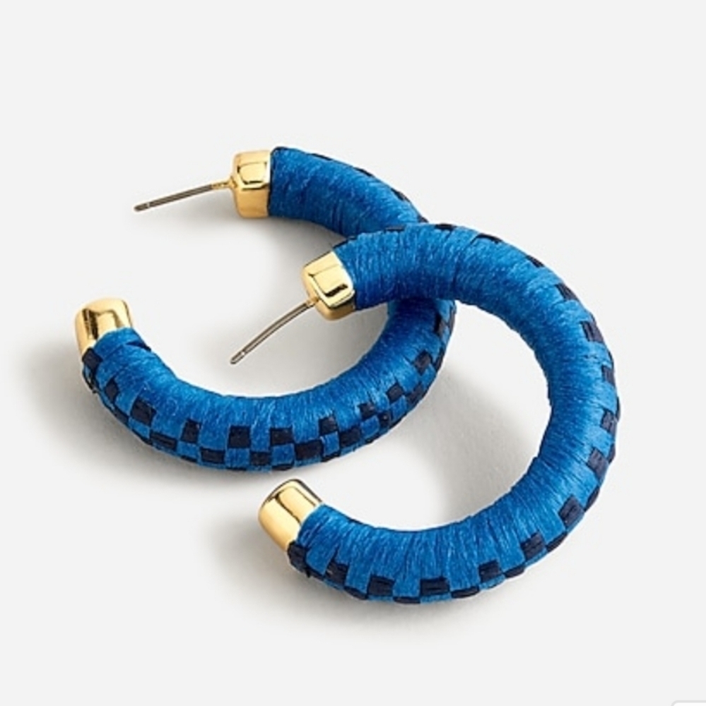 Raffia Hoop Earrings Multi Blue Gifts Lightweight